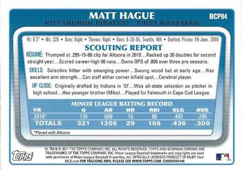 2011 Bowman - Chrome Prospects #BCP84 Matt Hague Back