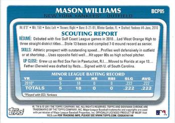 2011 Bowman - Chrome Prospects #BCP85 Mason Williams Back