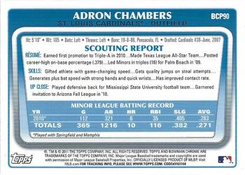 2011 Bowman - Chrome Prospects #BCP90 Adron Chambers Back