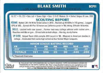 2011 Bowman - Chrome Prospects #BCP91 Blake Smith Back