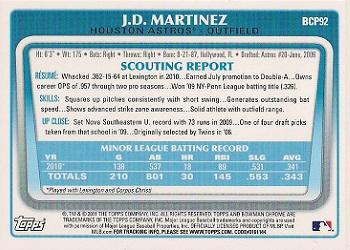 2011 Bowman - Chrome Prospects #BCP92 J.D. Martinez Back