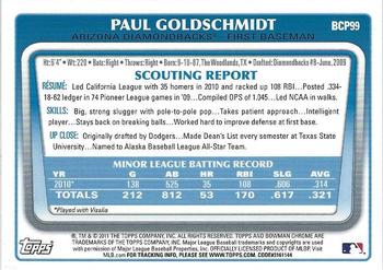 2011 Bowman - Chrome Prospects #BCP99 Paul Goldschmidt Back