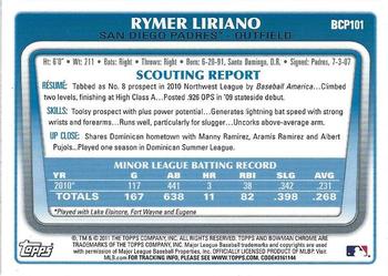 2011 Bowman - Chrome Prospects #BCP101 Rymer Liriano Back