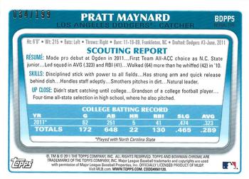 2011 Bowman Draft Picks & Prospects - Chrome Prospects Blue Refractors #BDPP5 Pratt Maynard Back