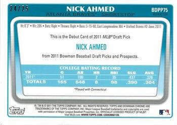 2011 Bowman Draft Picks & Prospects - Chrome Prospects Orange Refractors #BDPP75 Nick Ahmed Back