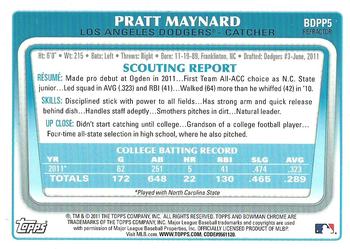 2011 Bowman Draft Picks & Prospects - Chrome Prospects Purple Refractors #BDPP5 Pratt Maynard Back
