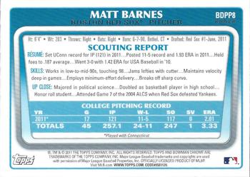 2011 Bowman Draft Picks & Prospects - Chrome Prospects Purple Refractors #BDPP8 Matt Barnes Back