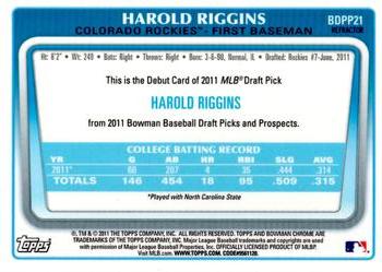 2011 Bowman Draft Picks & Prospects - Chrome Prospects Purple Refractors #BDPP21 Harold Riggins Back