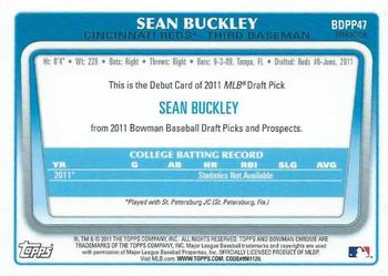 2011 Bowman Draft Picks & Prospects - Chrome Prospects Purple Refractors #BDPP47 Sean Buckley Back