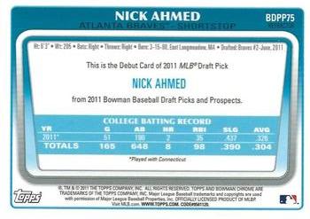 2011 Bowman Draft Picks & Prospects - Chrome Prospects Purple Refractors #BDPP75 Nick Ahmed Back