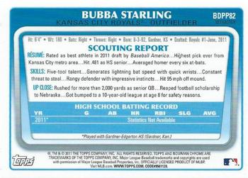2011 Bowman Draft Picks & Prospects - Chrome Prospects Purple Refractors #BDPP82 Bubba Starling Back