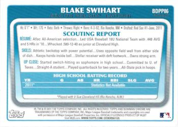 2011 Bowman Draft Picks & Prospects - Chrome Prospects Purple Refractors #BDPP86 Blake Swihart Back