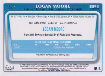 2011 Bowman Draft Picks & Prospects - Chrome Prospects Red Refractors #BDPP44 Logan Moore Back