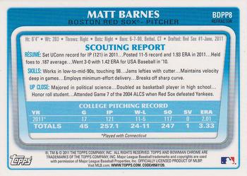 2011 Bowman Draft Picks & Prospects - Chrome Prospects Refractors #BDPP8 Matt Barnes Back