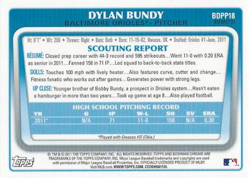 2011 Bowman Draft Picks & Prospects - Chrome Prospects Refractors #BDPP18 Dylan Bundy Back