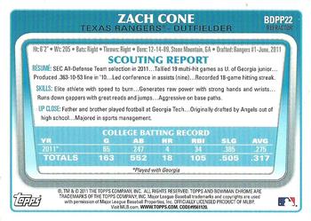 2011 Bowman Draft Picks & Prospects - Chrome Prospects Refractors #BDPP22 Zach Cone Back