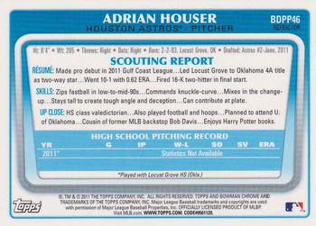 2011 Bowman Draft Picks & Prospects - Chrome Prospects Refractors #BDPP46 Adrian Houser Back