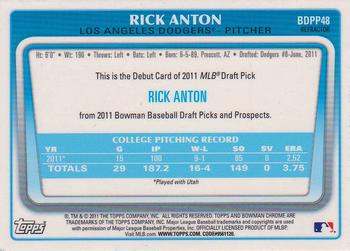 2011 Bowman Draft Picks & Prospects - Chrome Prospects Refractors #BDPP48 Rick Anton Back