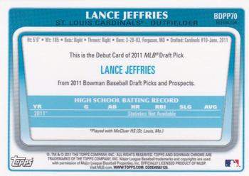 2011 Bowman Draft Picks & Prospects - Chrome Prospects Refractors #BDPP70 Lance Jeffries Back
