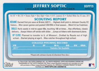 2011 Bowman Draft Picks & Prospects - Chrome Prospects Refractors #BDPP79 Jeffrey Soptic Back