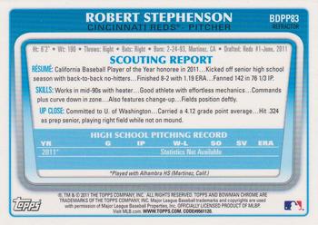 2011 Bowman Draft Picks & Prospects - Chrome Prospects Refractors #BDPP83 Robert Stephenson Back