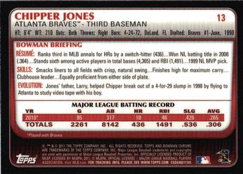 2011 Bowman Chrome - Refractors #13 Chipper Jones Back