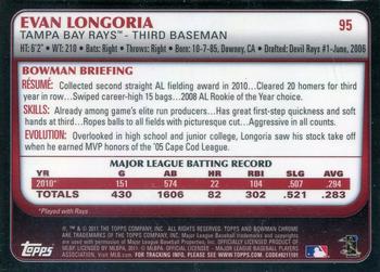 2011 Bowman Chrome - Refractors #95 Evan Longoria Back