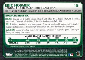 2011 Bowman Chrome - Refractors #196 Eric Hosmer Back