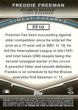 2011 Bowman - Finest Futures #FF10 Freddie Freeman Back