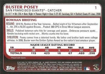 2011 Bowman - Gold #1 Buster Posey Back