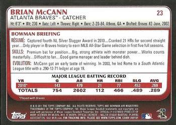 2011 Bowman - Gold #23 Brian McCann Back