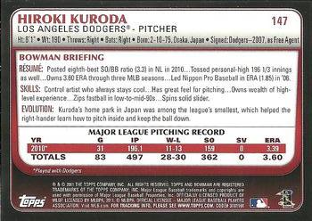 2011 Bowman - Gold #147 Hiroki Kuroda Back