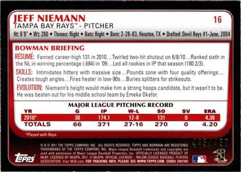 2011 Bowman - Green #16 Jeff Niemann Back