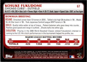 2011 Bowman - Green #67 Kosuke Fukudome Back
