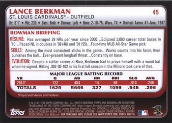 2011 Bowman - International #45 Lance Berkman Back