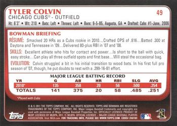 2011 Bowman - International #49 Tyler Colvin Back