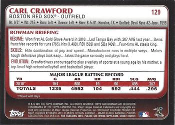 2011 Bowman - International #129 Carl Crawford Back