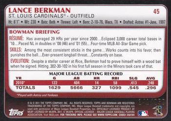 2011 Bowman - Orange #45 Lance Berkman Back