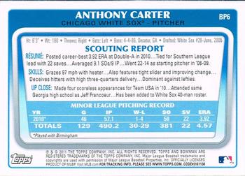 2011 Bowman - Prospects #BP6 Anthony Carter Back