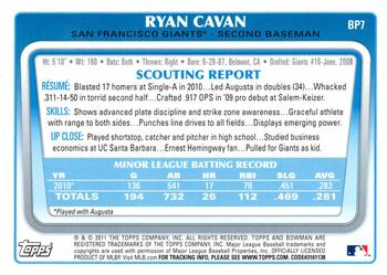 2011 Bowman - Prospects #BP7 Ryan Cavan Back