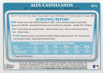 2011 Bowman - Prospects #BP13 Alex Castellanos Back