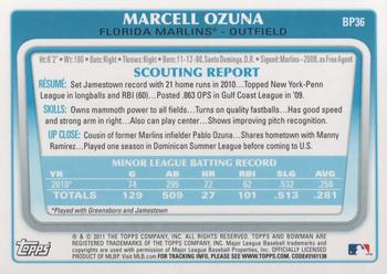 2011 Bowman - Prospects #BP36 Marcell Ozuna Back