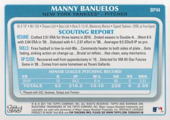 2011 Bowman - Prospects #BP44 Manny Banuelos Back