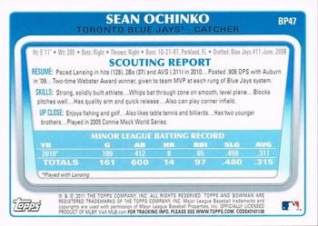 2011 Bowman - Prospects #BP47 Sean Ochinko Back