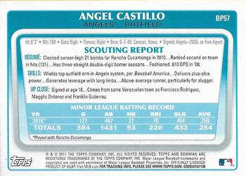 2011 Bowman - Prospects #BP57 Angel Castillo Back