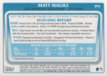 2011 Bowman - Prospects #BP61 Matt Magill Back