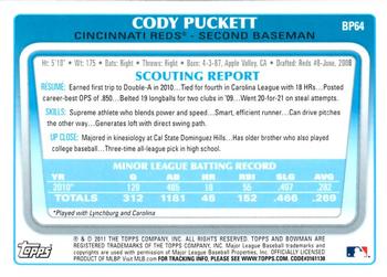 2011 Bowman - Prospects #BP64 Cody Puckett Back