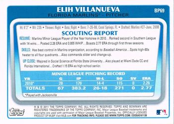 2011 Bowman - Prospects #BP69 Elih Villanueva Back