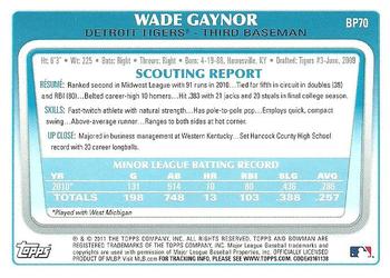 2011 Bowman - Prospects #BP70 Wade Gaynor Back