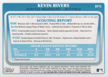 2011 Bowman - Prospects #BP73 Kevin Rivers Back